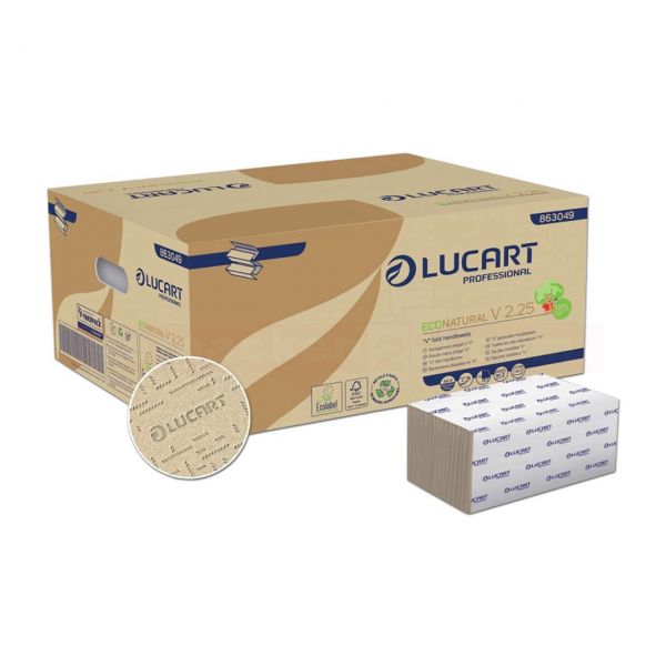 Handtuchpapier EcoNatural - 2-lagig, V-Falz - Falthandtuch - 25x21cm