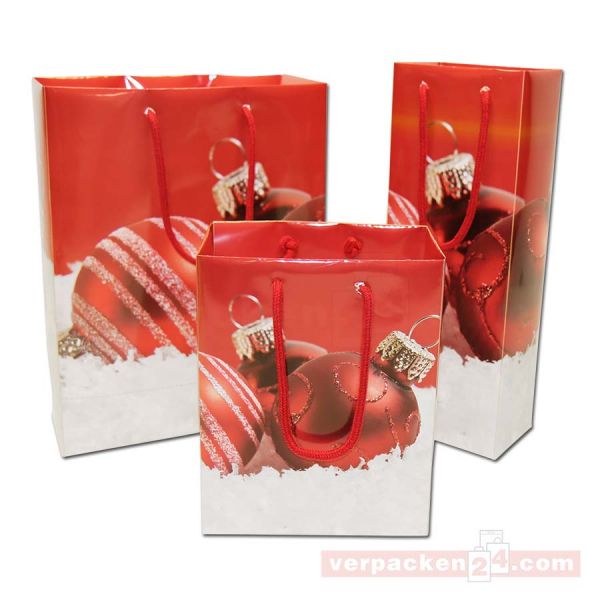 Weihnachts-Flaschentaschen Exclusiv - Kugeln rot 13+ 9x36cm