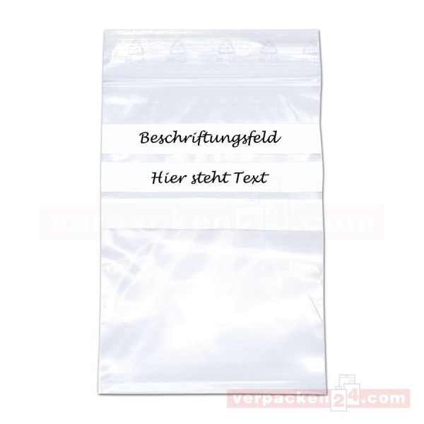 Druckverschlussbeutel, transparent, mit Stempelfeld