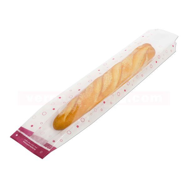 Baguette Sichtstreifenbeutel weiß - Echt lecker - 12+5x61cm FSC®