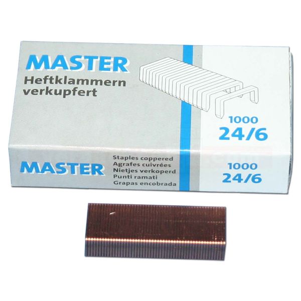 Heftklammer, verkupfert - 24/6